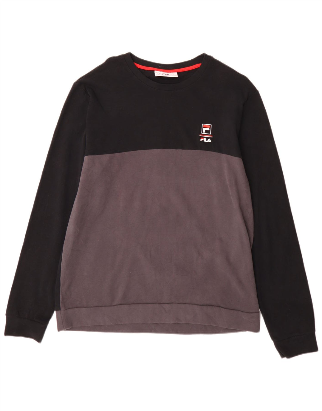 Fila Herre Sweatshirt Jumper Stor Sort Colourblock Bomuld