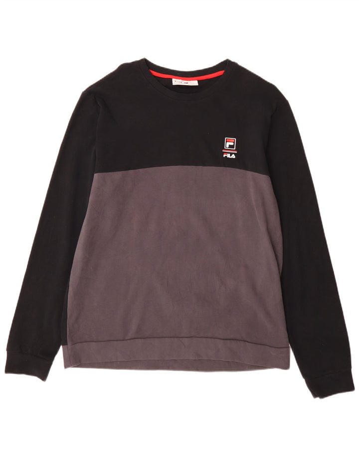 Fila Herre Sweatshirt Jumper Stor Sort Colourblock Bomuld