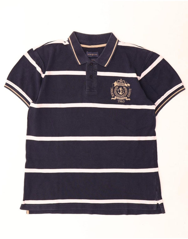 Polo da uomo Urban Fit Henri Lloyd XL in cotone a righe blu navy