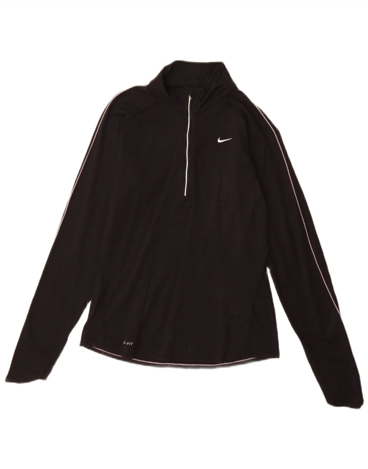 Nike Womens Dri Fit Pullover Tracksuit Top UK 8/10 Small Black Nylon