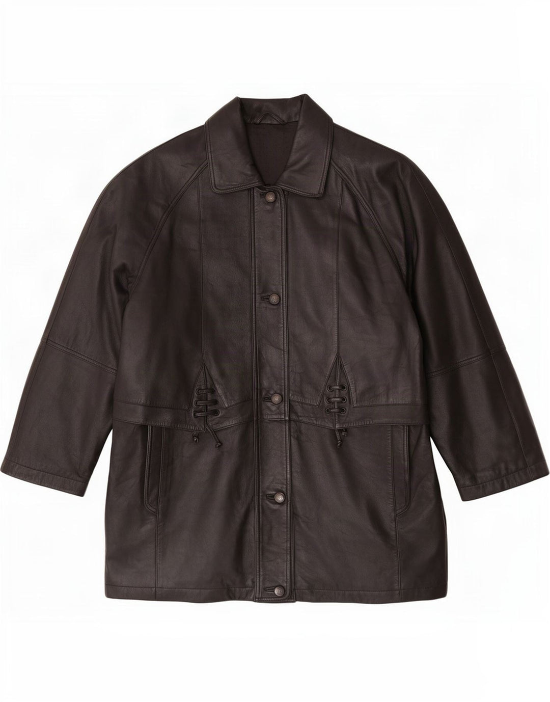 Casaco de couro feminino C&A UK 16 grande preto