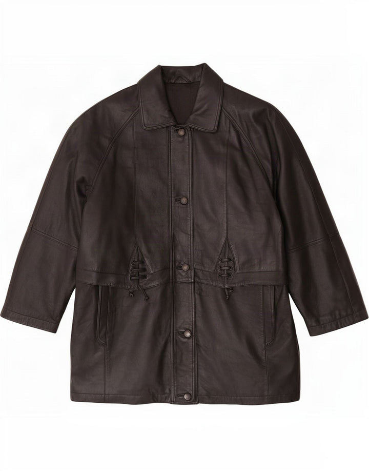 Casaco de couro feminino C&A UK 16 grande preto