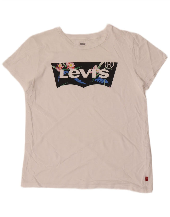 Levi's Damen-T-Shirt mit Grafik, UK 12, mittelweiße Baumwolle