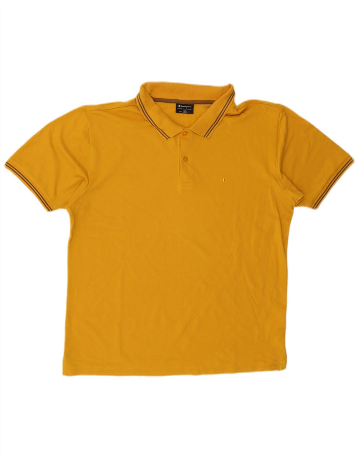 Champion Mens Polo Shirt Medium Yellow Cotton