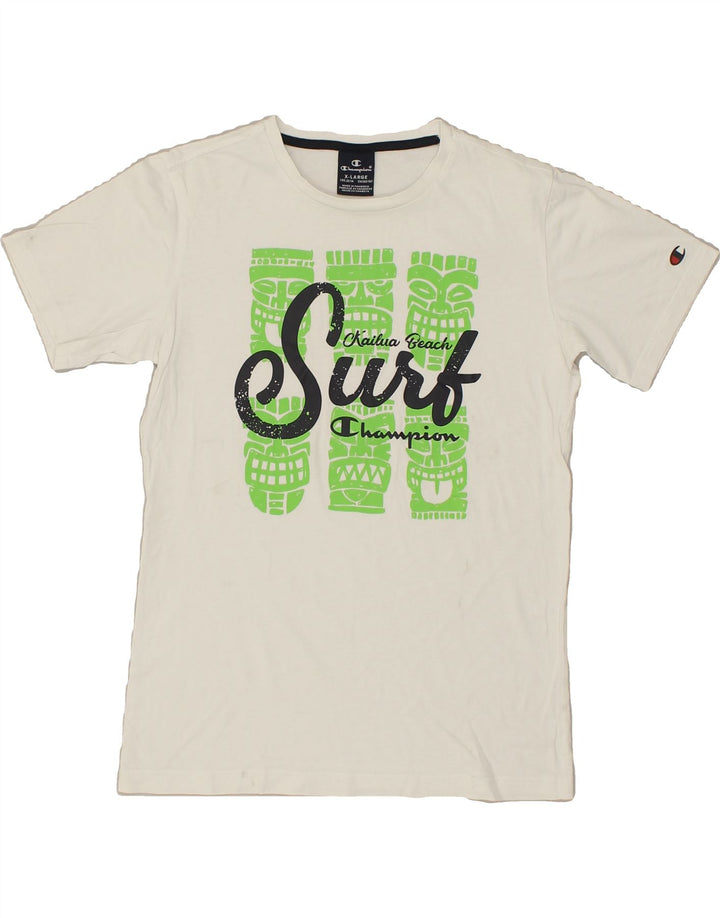 CHAMPION Boys Graphic T-Shirt Top 13-14 Years XL  White | Vintage Champion | Thrift | Second-Hand Champion | Used Clothing | Messina Hembry 