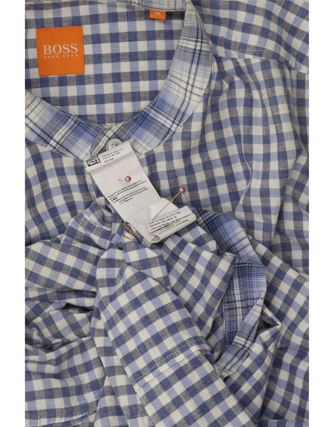 Camisa Hugo Boss Hombre Algodón Vichy Azul Medio