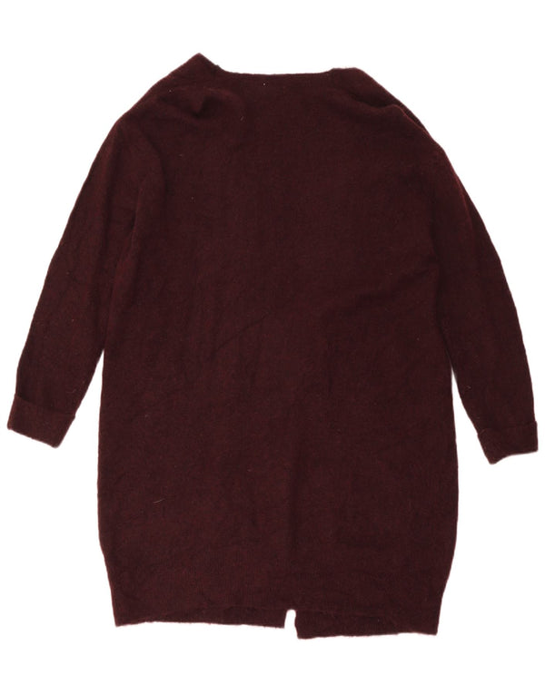 Topshop Womens Oversized Longline Open Cardigan Sweater UK 8 Small Burgundy