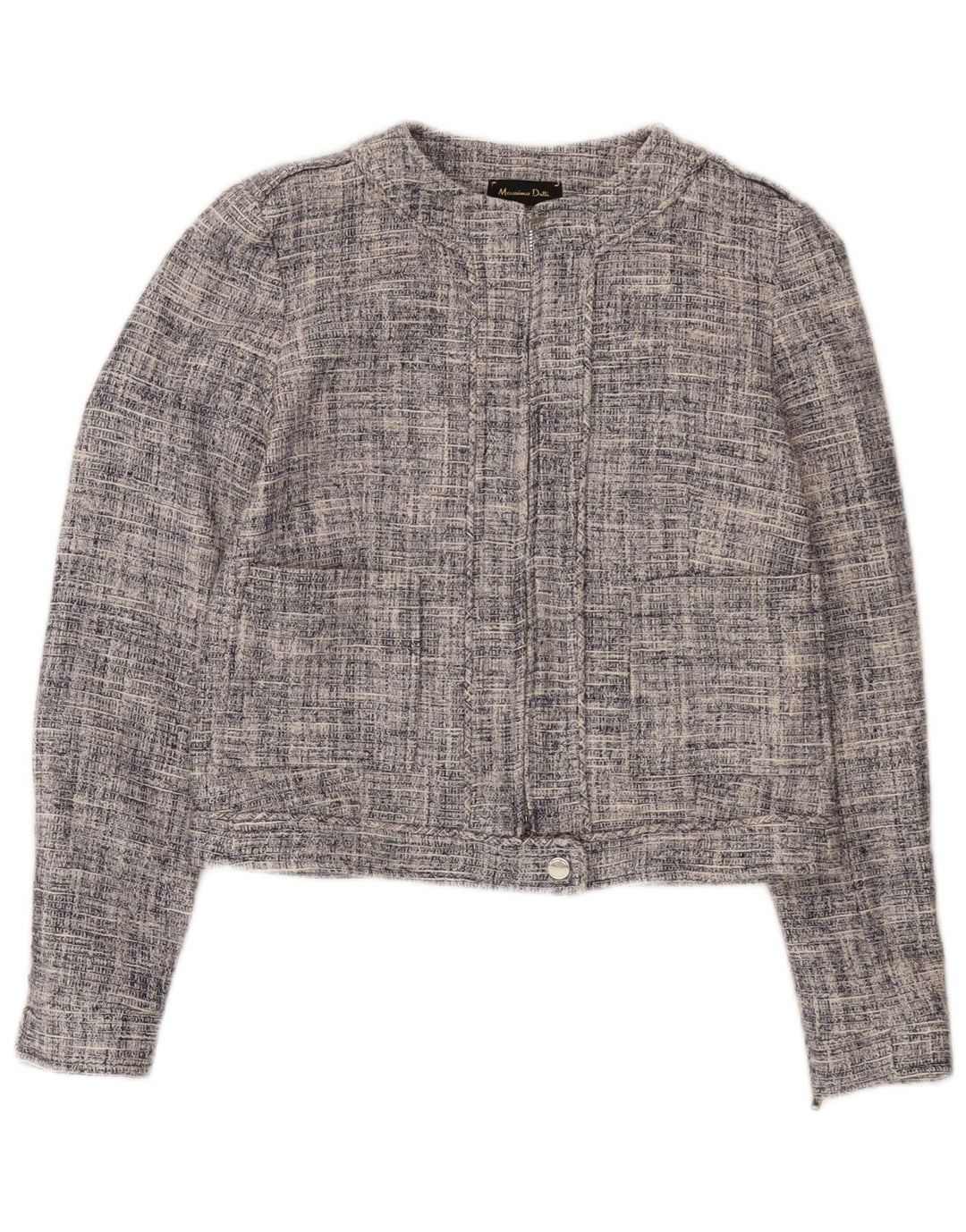Giacca blazer con zip intera da donna Massimo Dutti EU 36 XS cotone blu navy