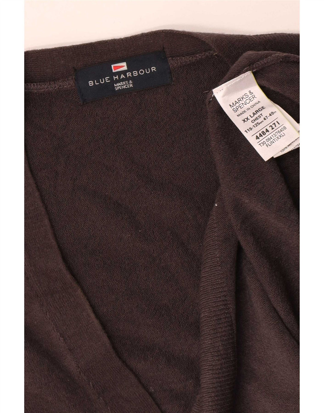Marks & Spencer Mens Blue Harbour Cardigan Sweater 2XL Grey Acrylic