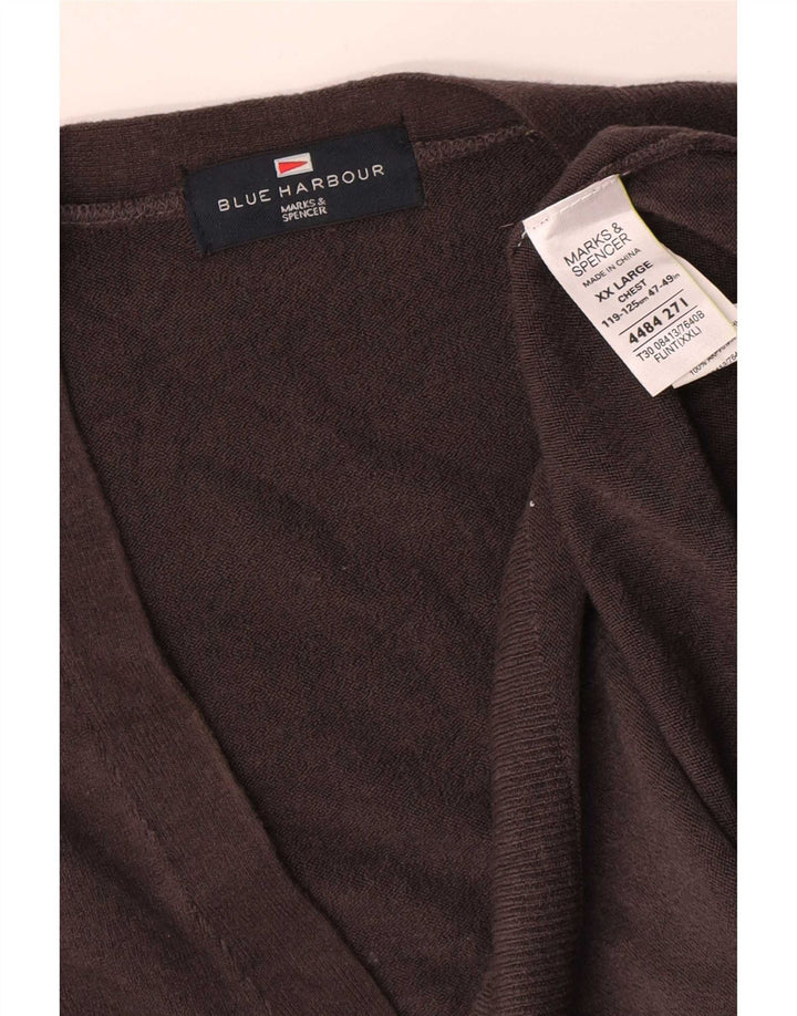 Marks & Spencer Mens Blue Harbour Cardigan Sweater 2XL Grey Acrylic