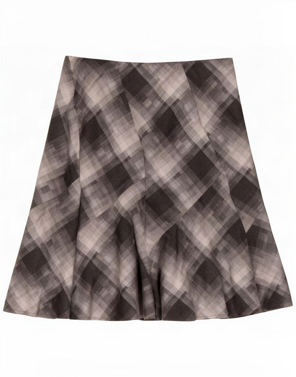 Marks & Spencer Womens Midi Skirt UK 20 2XL W38 Grey Plaid Polyester