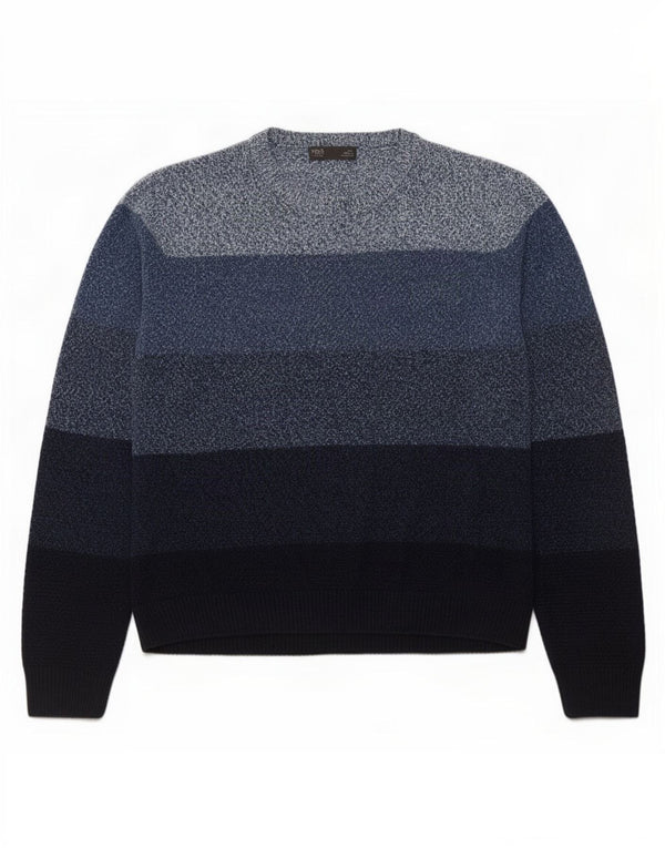 Marks & Spencer Herren-Pullover mit Rundhalsausschnitt, XL, blaues Farbblock-Acryl