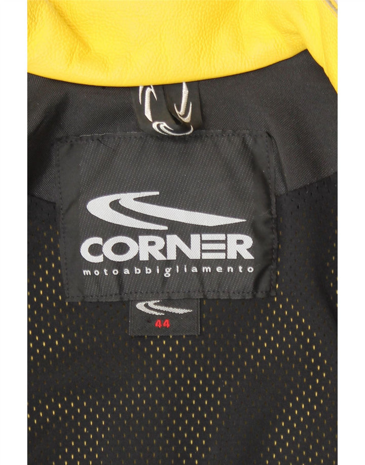 Corner Womens Leather Biker Jacket IT 44 Medium Yellow Leather