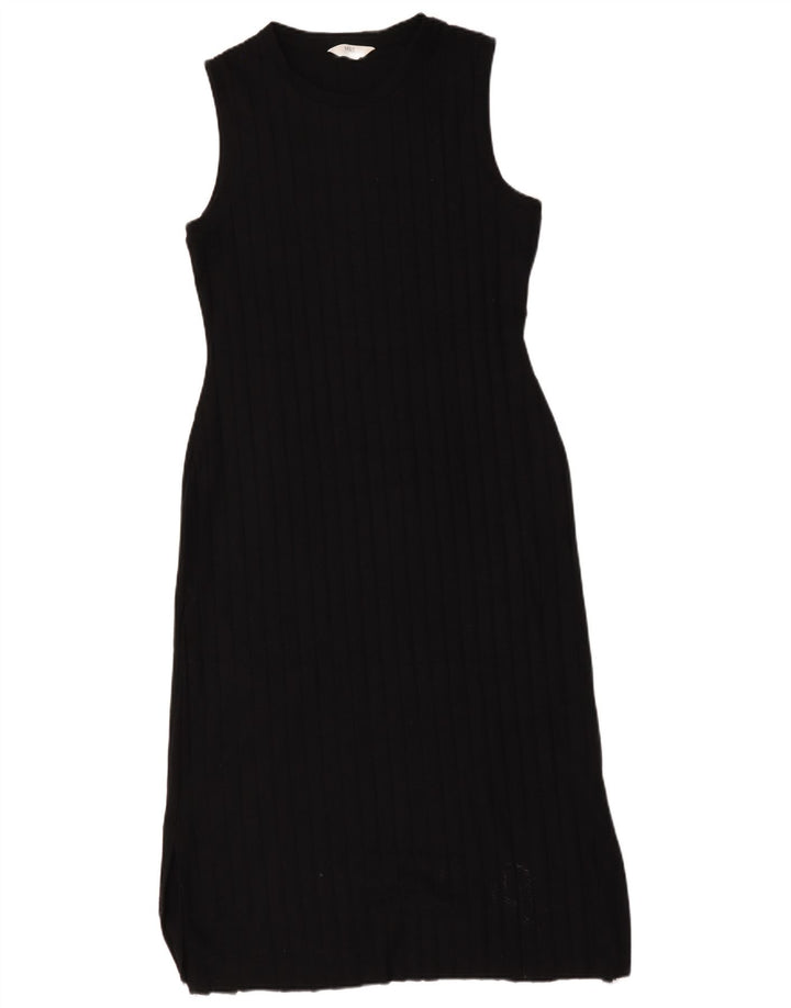 Marks & Spencer Womens Sleeveless Sheath Dress UK 14 Large Black Polyester