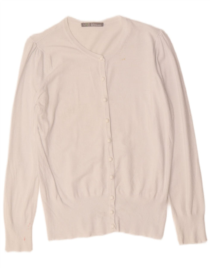 Marks & Spencer Womens Cardigan Sweater UK 12 Medium White Viscose