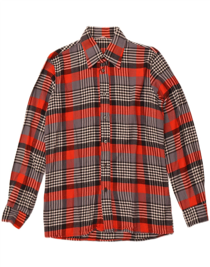 VINTAGE Mens Flannel Shirt Size 15 3/4 40 Medium Red Check