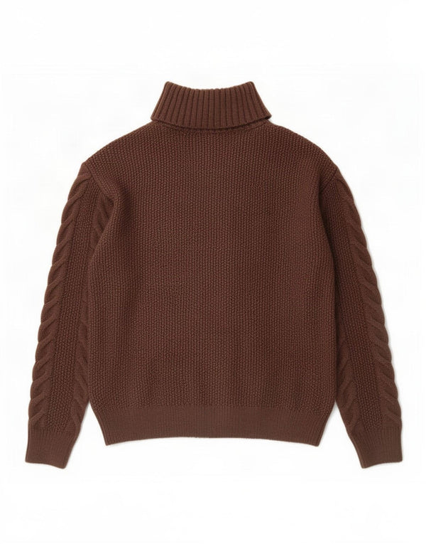 Marks & Spencer Womens Roll Neck Jumper Sweater UK 10 Small Brown Acrylic