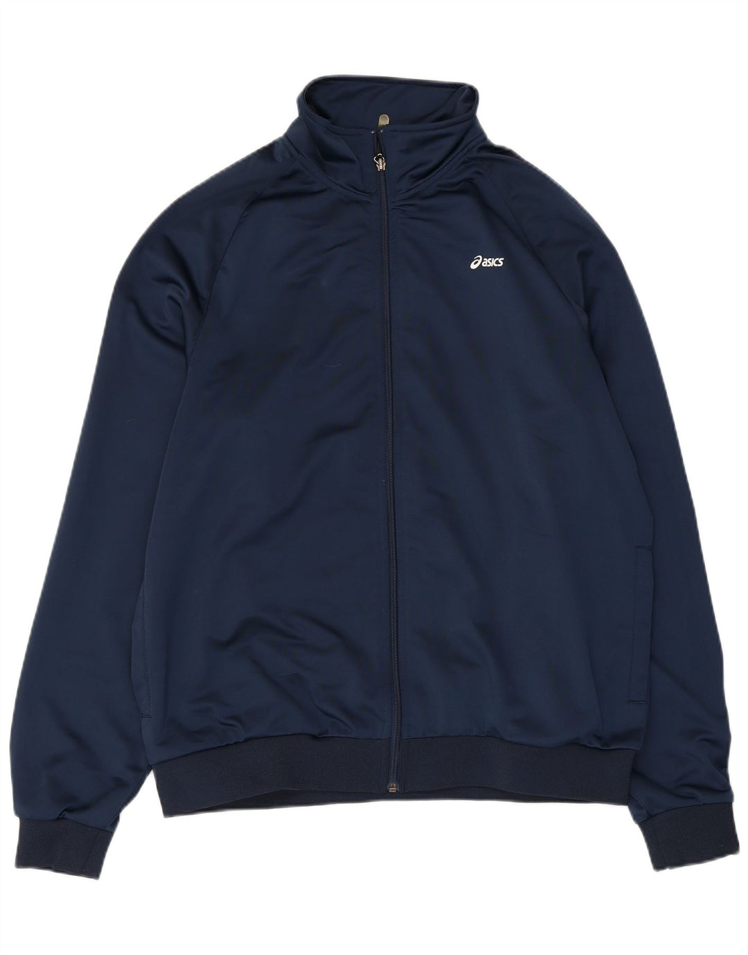 Asics Womens Tracksuit Top Jacket UK 18 XL Navy Blue Polyester