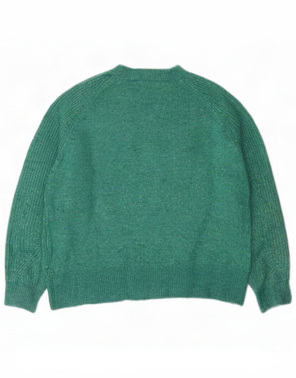Marks & Spencer ženski džemper s okruglim izrezom UK 14 Medium Green Flecked