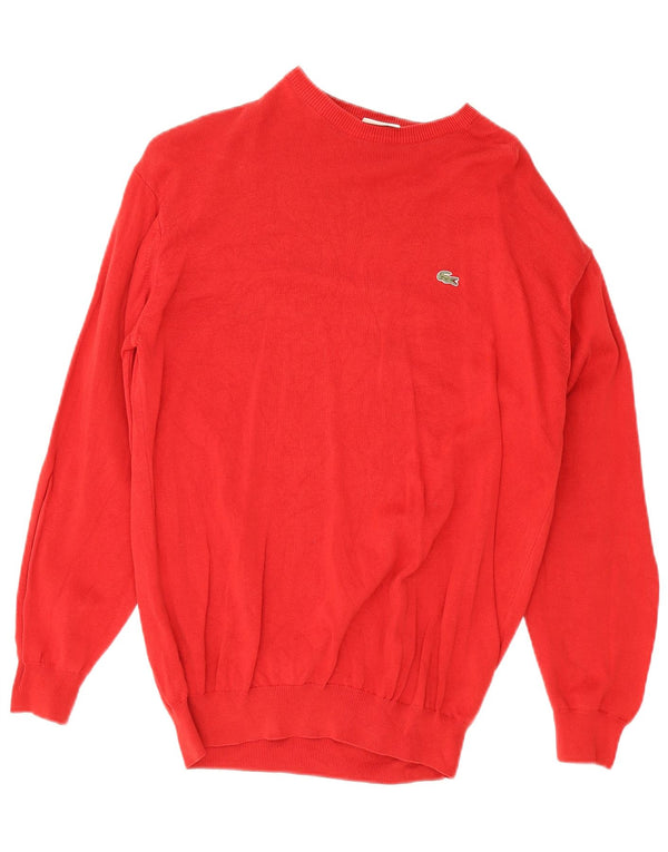 Lacoste Mens Crew Neck Jumper Sweater Size 4 Medium Red Cotton