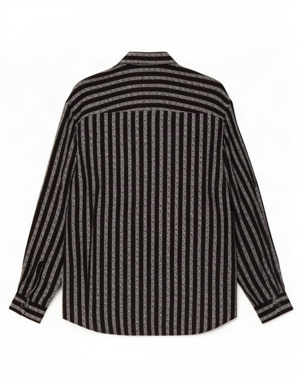 Vintage Mens Shirt Large Black Striped Cotton