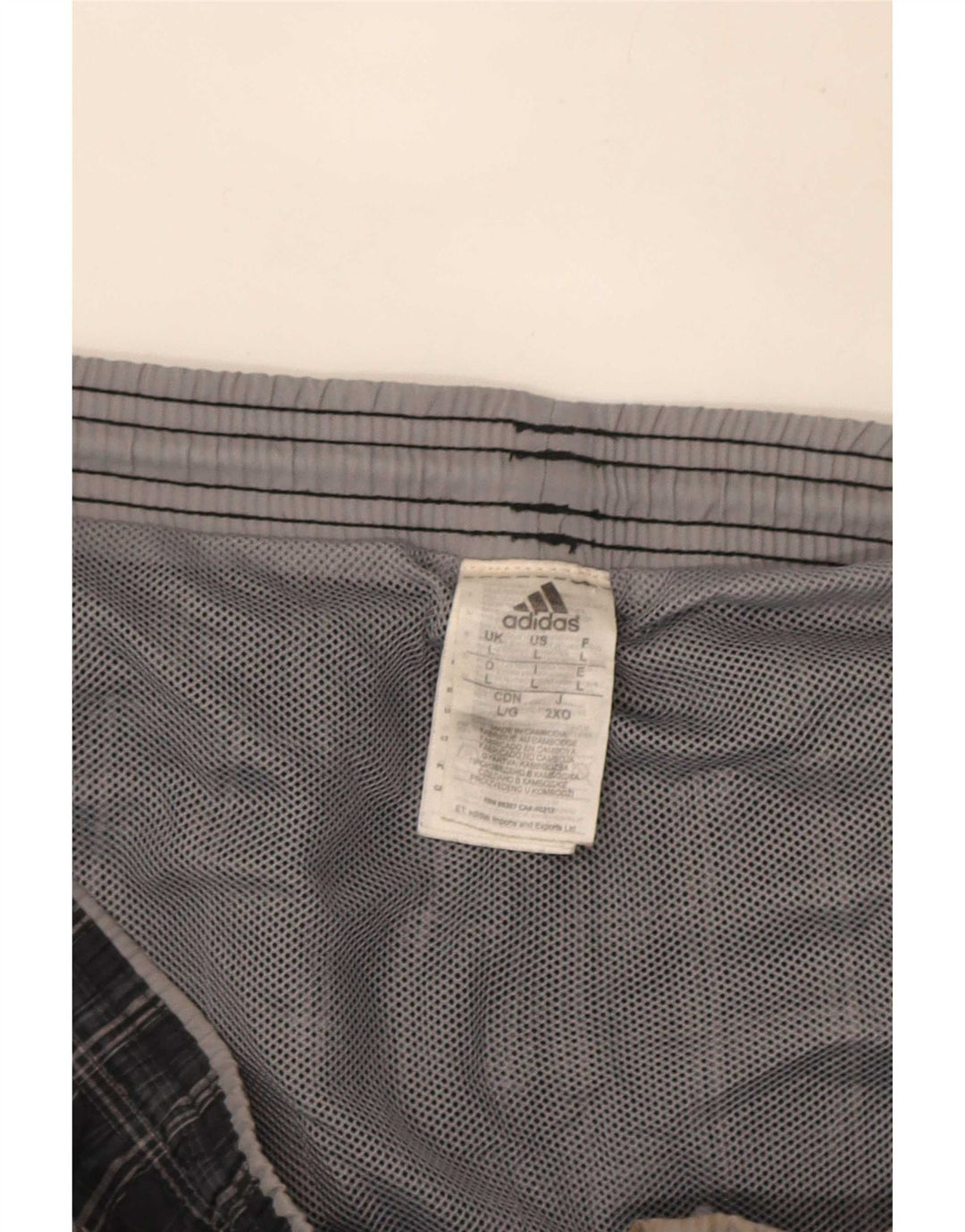 Pantaloncini sportivi da uomo Adidas grandi in poliestere a quadri grigi