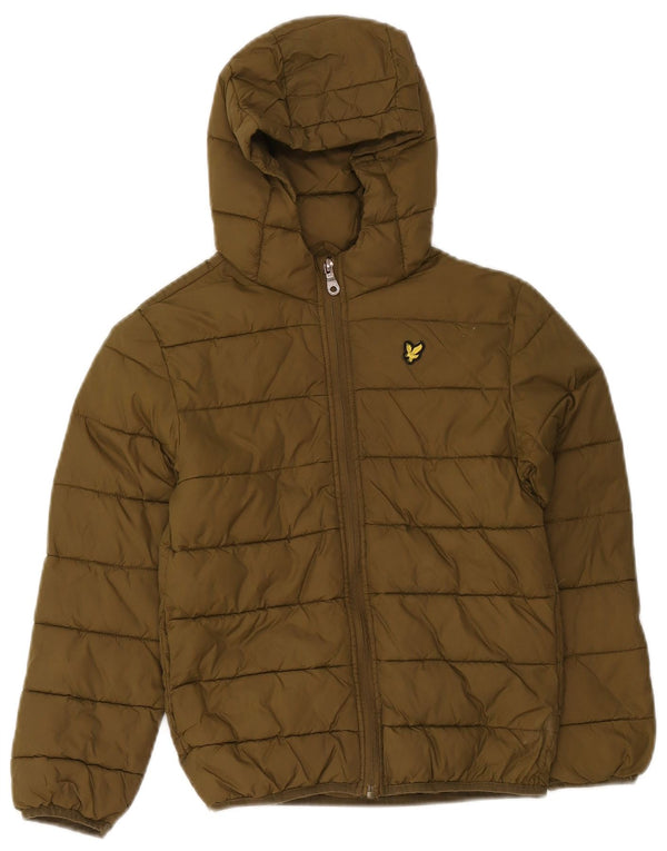 Lyle & Scott Boys Hooded Padded Jacket 7-8 Years Khaki Polyamide