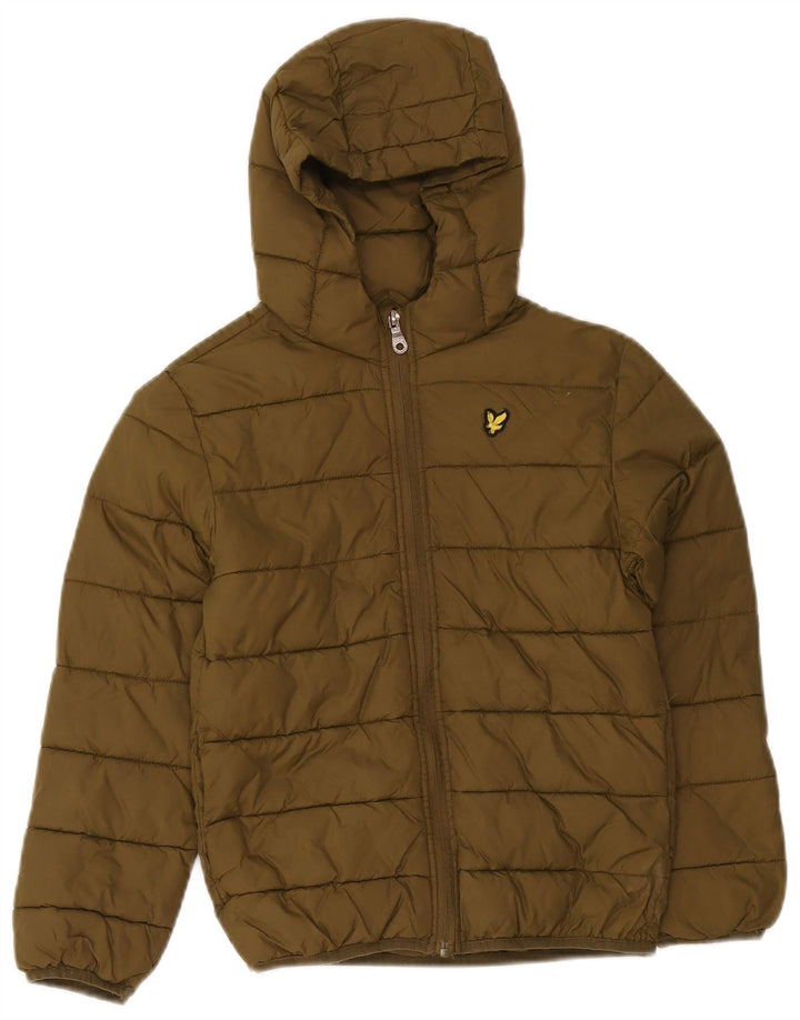 Lyle & Scott Boys Hooded Padded Jacket 7-8 Years Khaki Polyamide