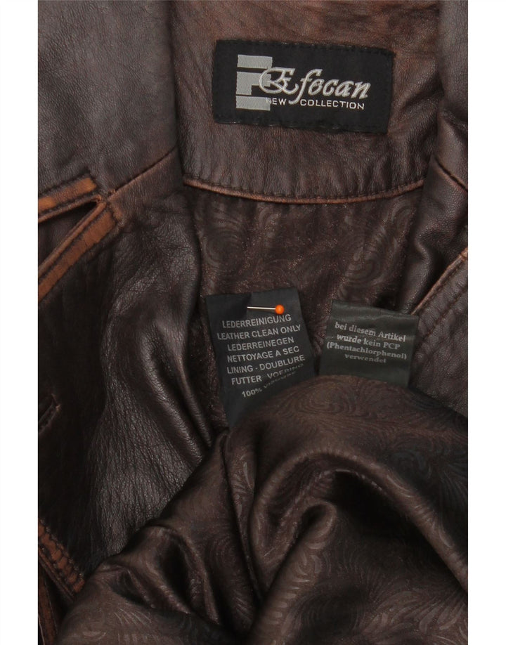 VINTAGE Womens Leather Coat EU 38 Medium Brown Leather Vintage Vintage and Second-Hand Vintage from Messina Hembry 