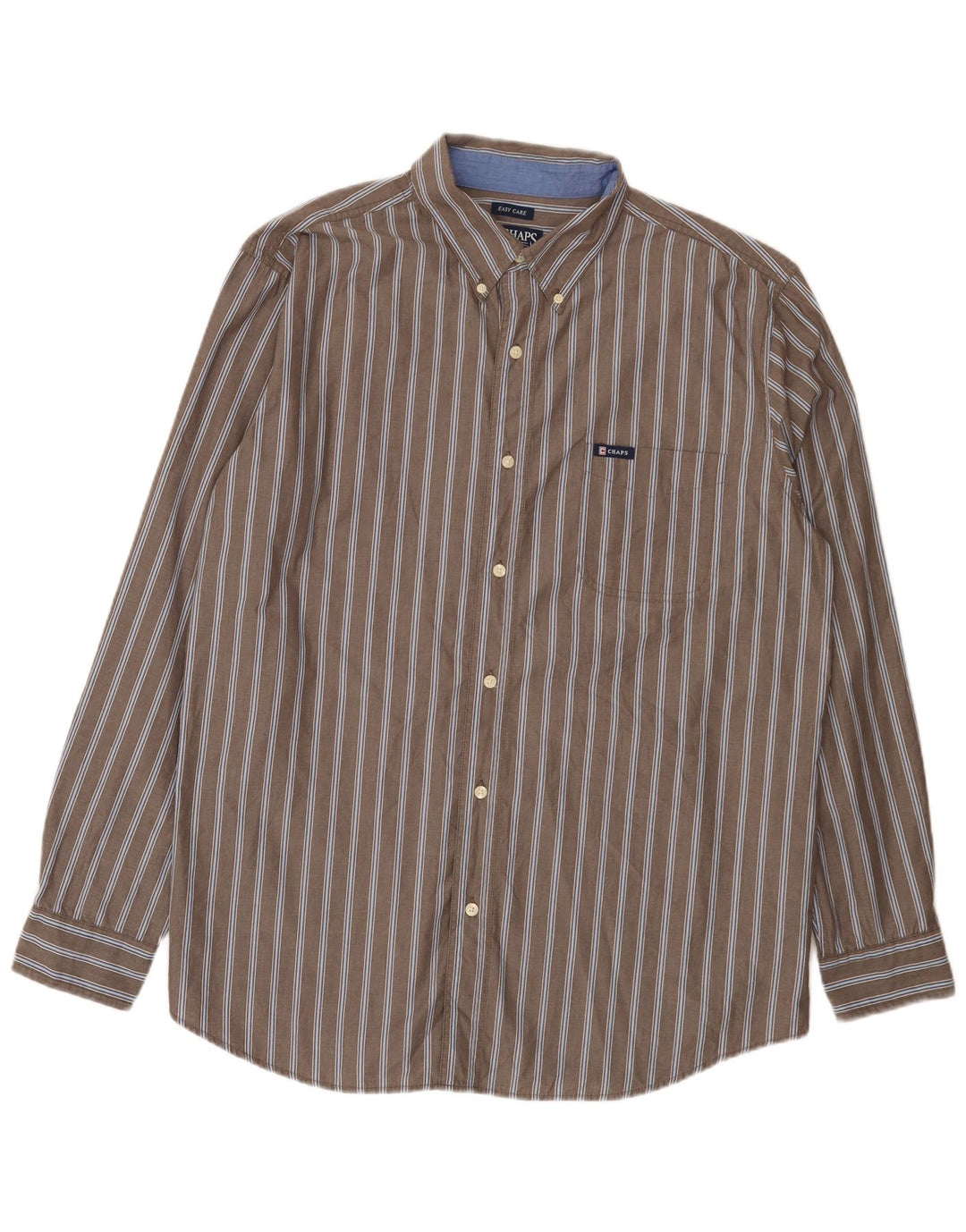 Chaps Herren-Hemd, pflegeleicht, XL, graue Nadelstreifen-Baumwolle