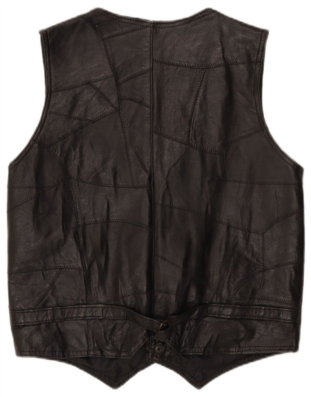 Vintage herre læder vest XL sort patchwork