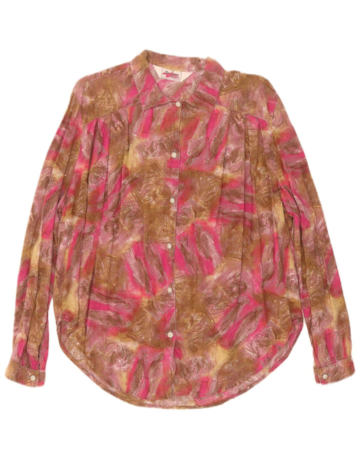 Blusa feminina vintage com estampa abstrata UK 18 XL multicolorida