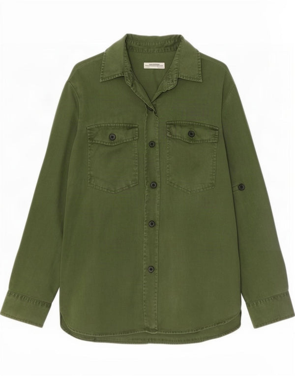 Zara Chemise en jean pour femme UK 14 Lyocell vert moyen