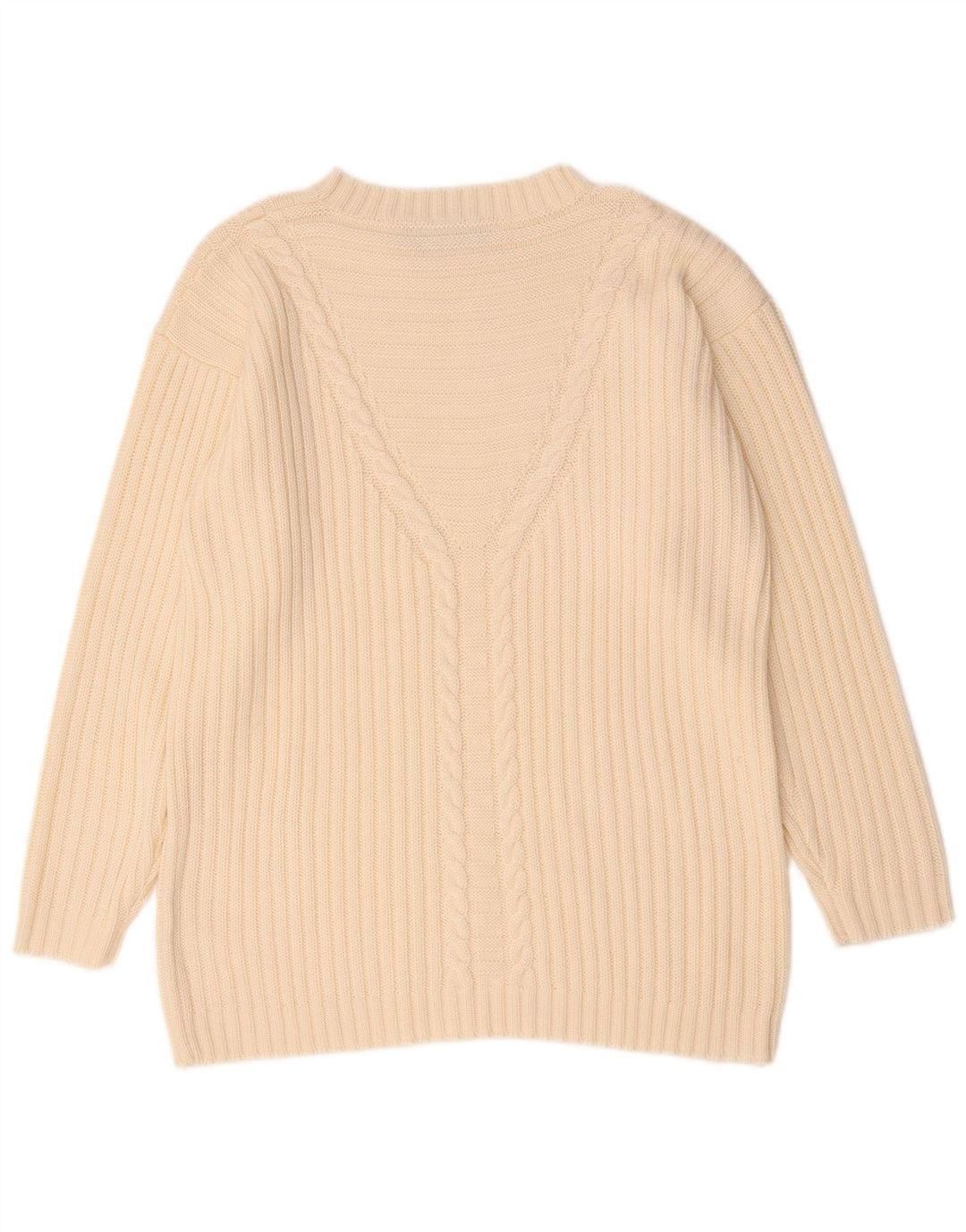 Vintage Womens Oversized Boat Neck Jumper Sweater EU 42 Large Beige