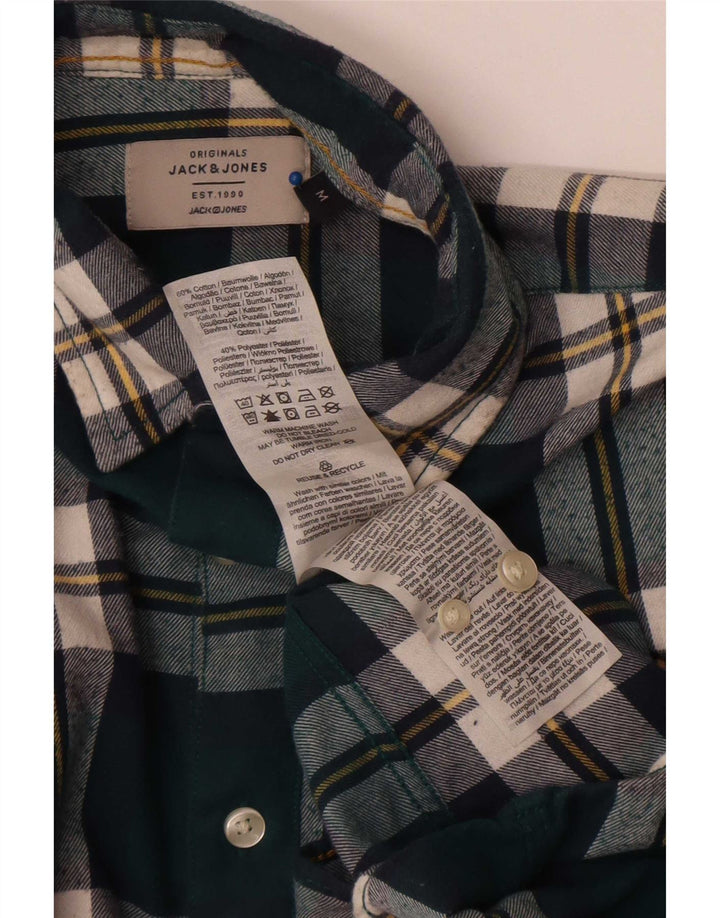 Jack & Jones Mens Flannel Shirt Medium Green Plaid Cotton