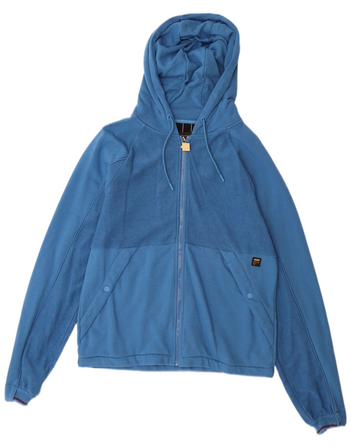 Fila Mens Zip Hoodie Sweater Medium Blue Cotton