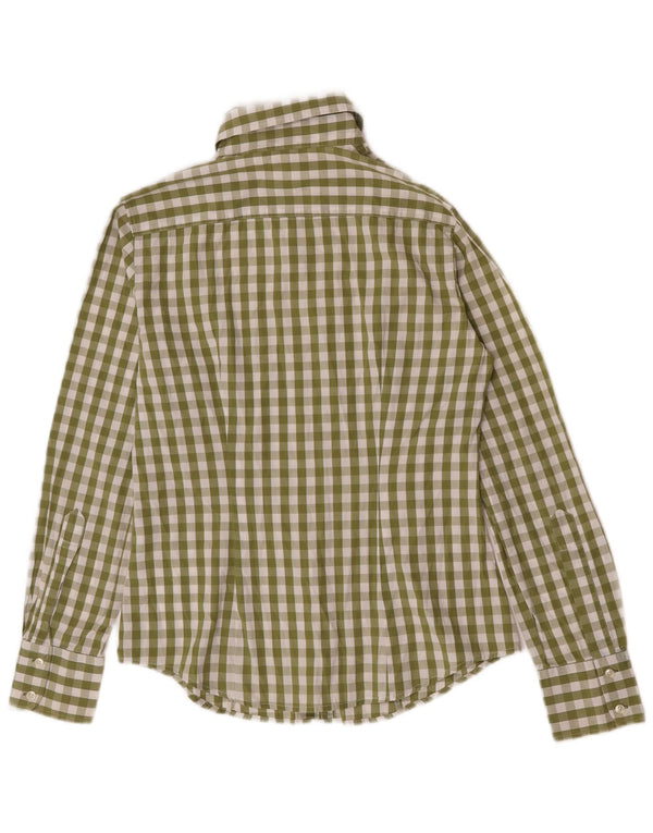 Benetton Damenhemd UK 10 Small Green Gingham Cotton