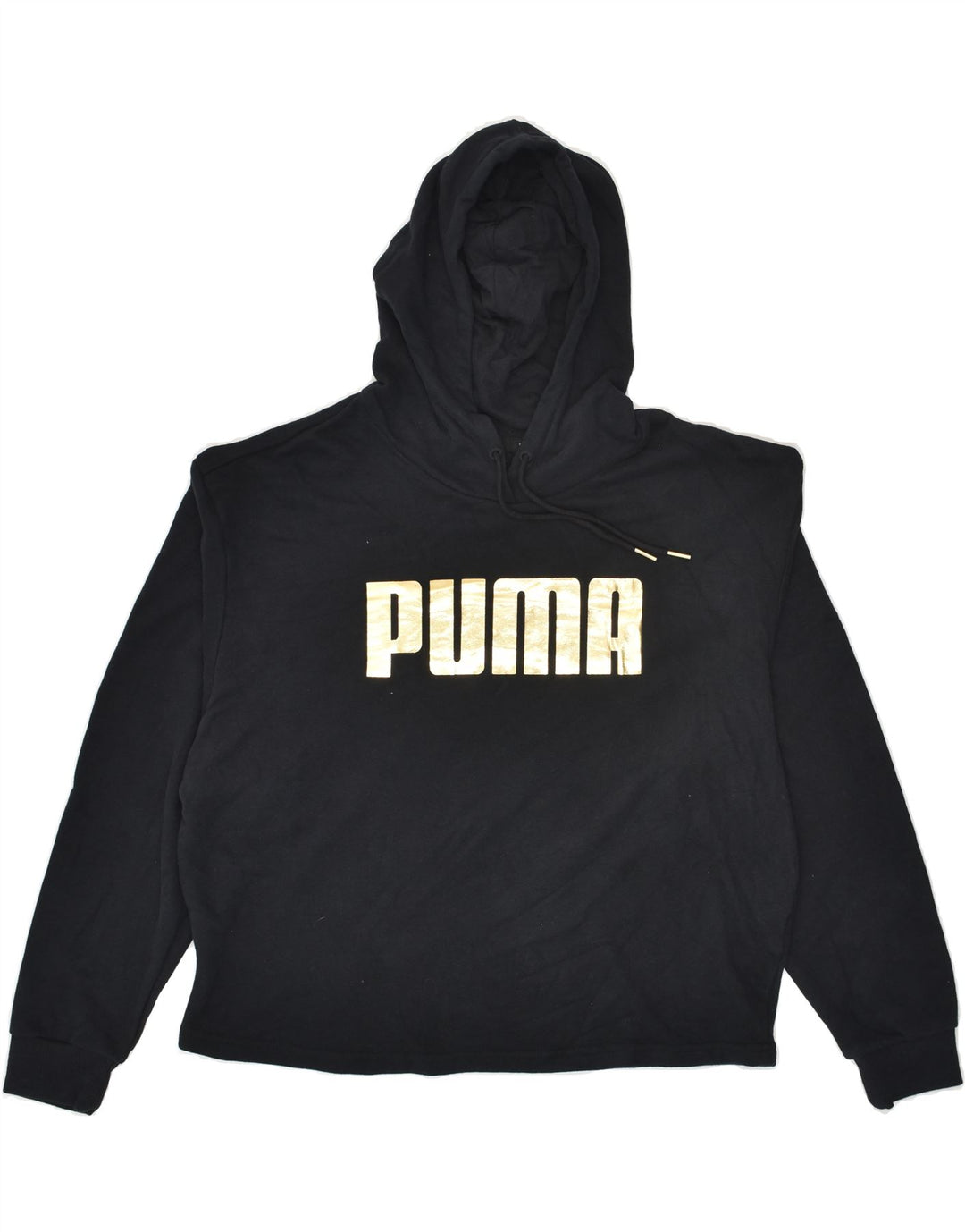 PUMA Womens Oversized Graphic Hoodie Jumper UK 18 XL Black Cotton | Vintage Puma | Thrift | Second-Hand Puma | Used Clothing | Messina Hembry 