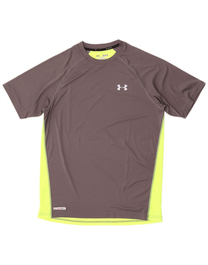 Under Armour Mens Heat Gear T-Shirt Top Medium Grey Colourblock