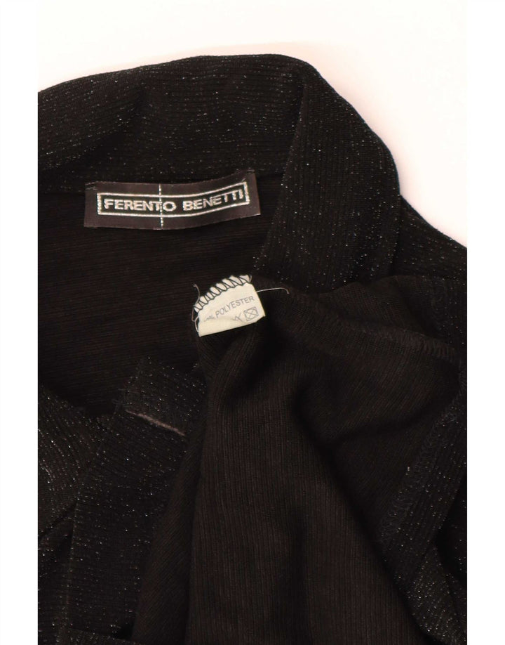 Vintage Womens Shirt Blouse UK 8 Small Black Polyester
