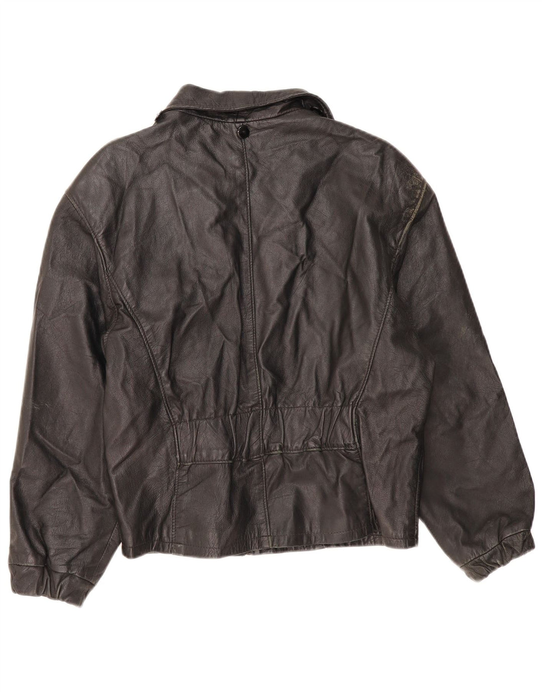 veste en cuir femme vintage IT 46 Grand cuir noir