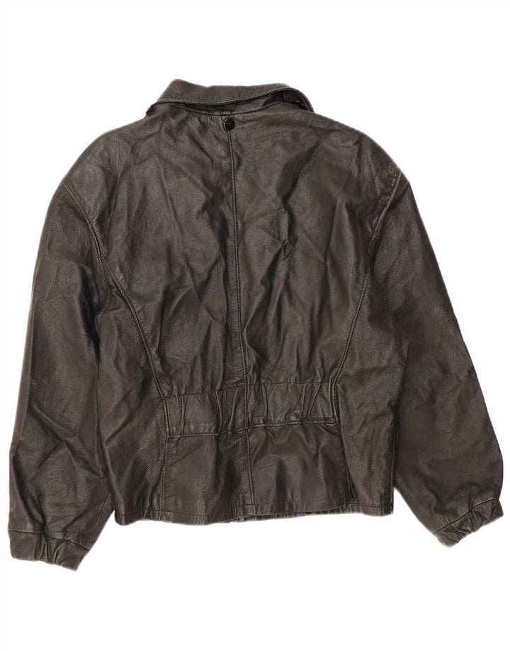 veste en cuir femme vintage IT 46 Grand cuir noir