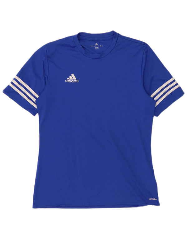 T-shirt Adidas Climalite da uomo Top in poliestere blu medio