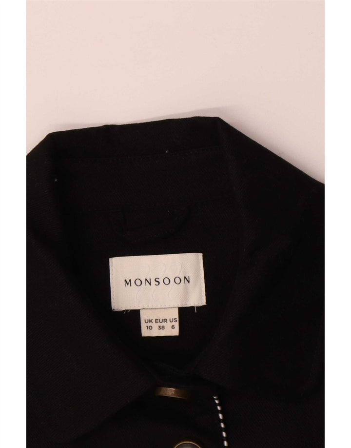 Monsoon Giacca blazer da donna a 5 bottoni UK 10 Small Black Cotton