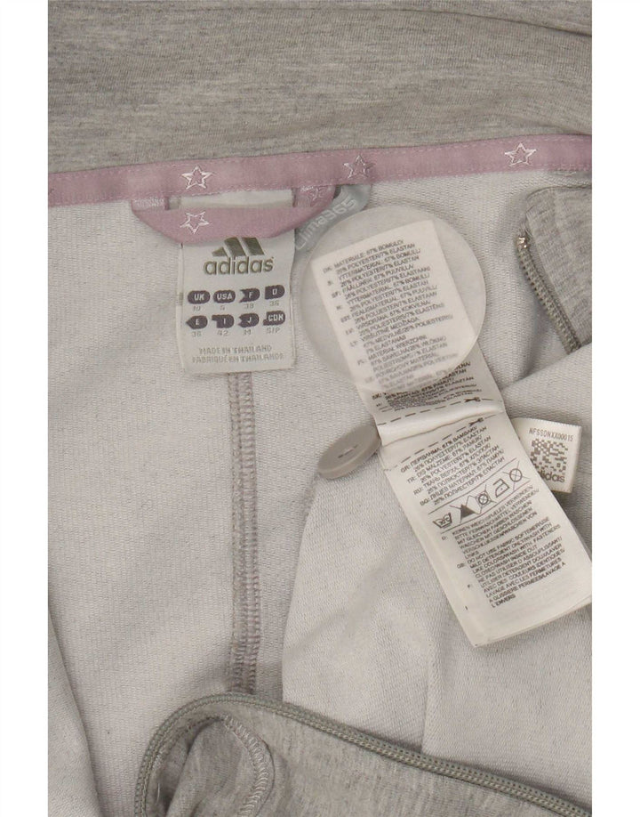 Adidas Womens Tracksuit Top Jacket UK 10 Small Grey Cotton