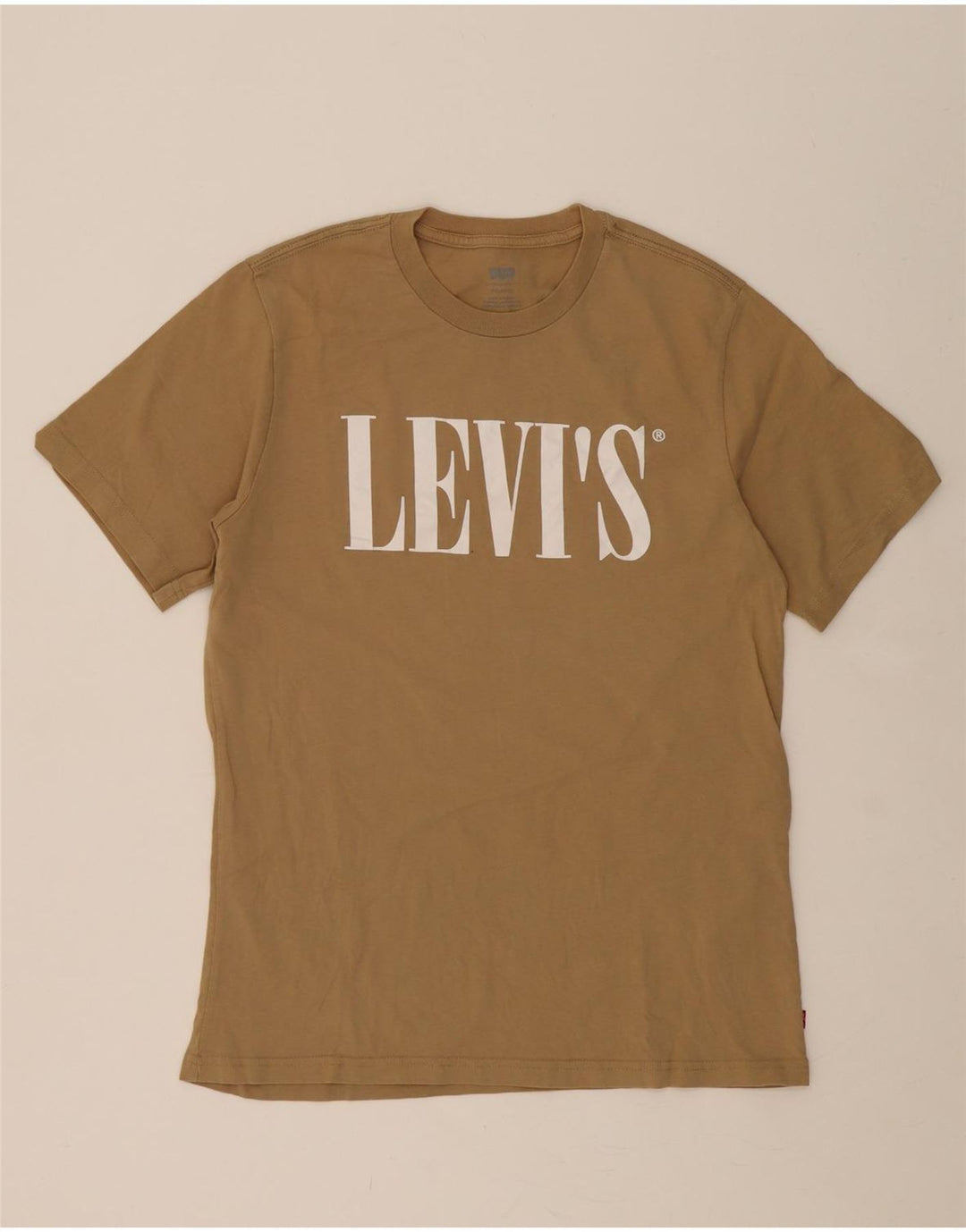 LEVI'S Mens Graphic T-Shirt Top Small Beige Cotton Vintage Levi's and Second-Hand Levi's from Messina Hembry 