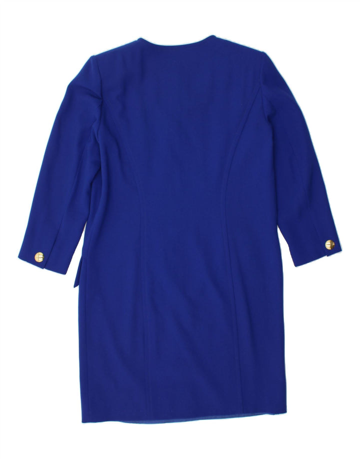 VINTAGE Womens 3/4 Sleeve Shift Dress UK 14 Medium Blue Vintage Vintage and Second-Hand Vintage from Messina Hembry 