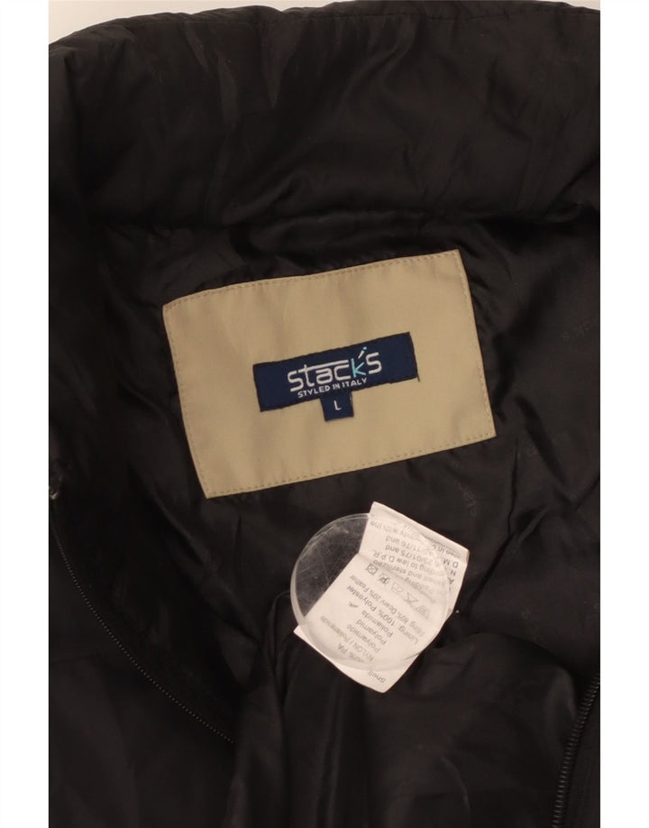 Giacca imbottita da uomo vintage UK 40 grande in poliammide nera