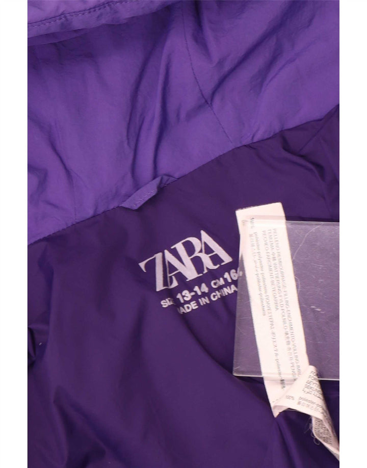 Zara Girls Hooded Padded Jacket 13-14 Years Purple Polyester