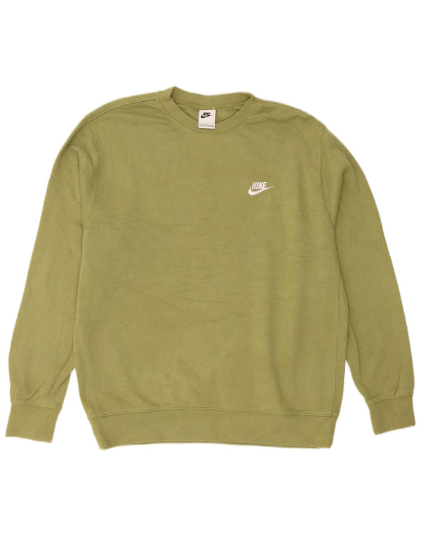 Nike Mens Sweatshirt Jumper Large Khaki Cotton